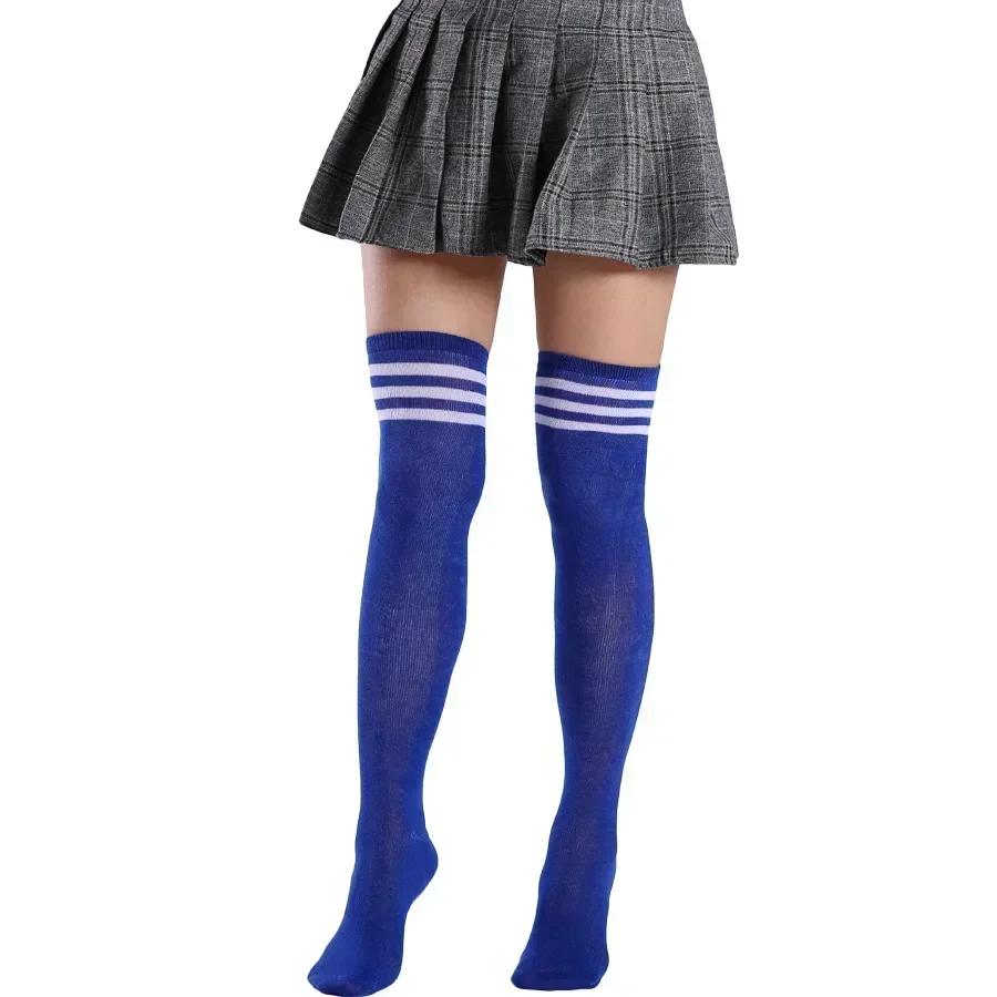 Damen Regenbogen Schwarz Weiß Gestreifte Overknee Oberschenkelhohe Gothic Strümpfe Niedliche Lolita Mädchen Cosplay Socken Halloween Weihnachten