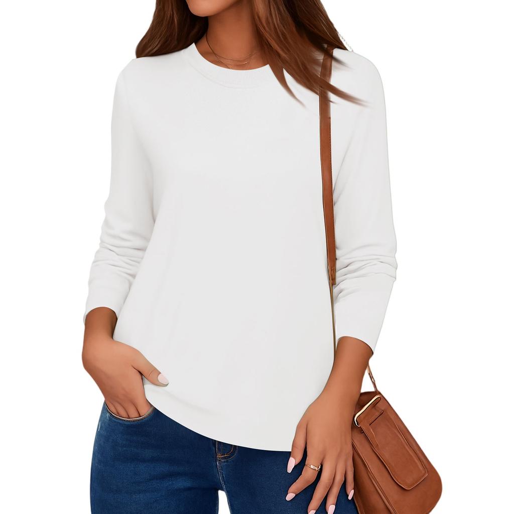 Women Top Long Sleeve T-Shirts Blouses O Neck Fit Top Spring Fashion Tunic Basic Tops