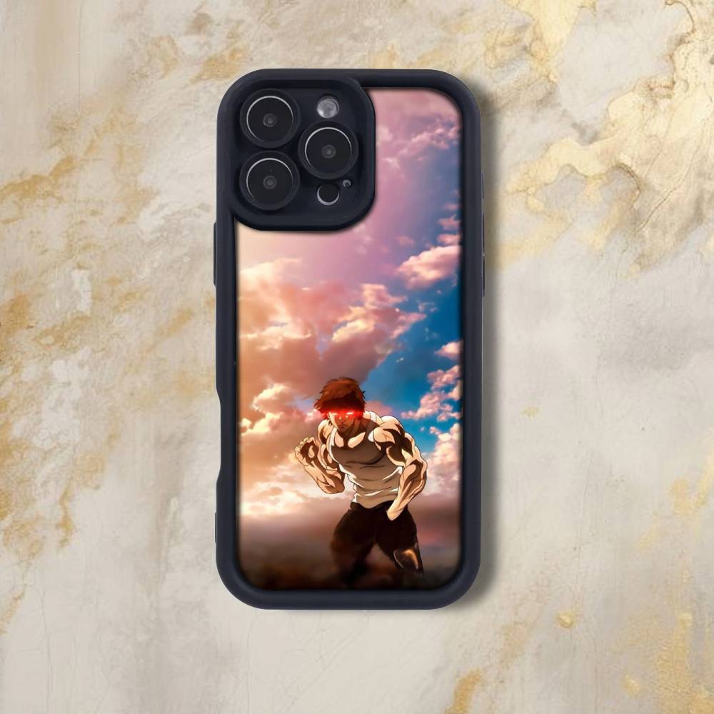 B-Baki Anime H-Hanma Phone Case For iPhone 17,16,15,14,13,12,Pro,Max,Plus,E,SE4,Air, emery Black Full Coverage TPU