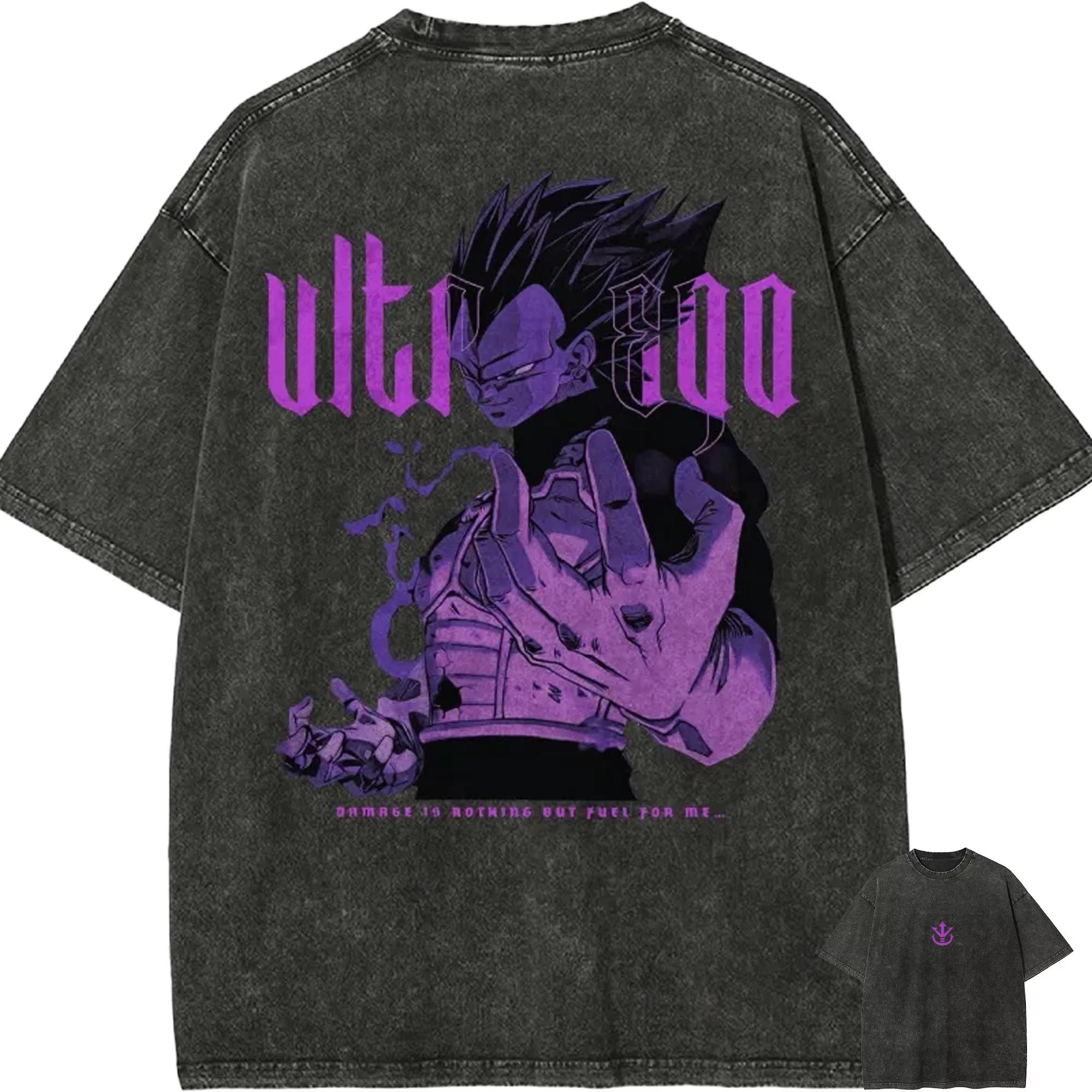 

Ultra Ego Vegeta Shirt Dragon Ball Z Anime Men Vintage Acid Wash Cotton Streetwear Prince of Saiyans Tees Retro top 2XL