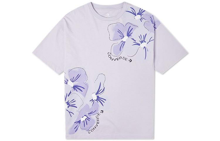 Converse IWD T Shirts Women s Light Purple Crew Neck Moderate Straight Fit 10022422-A01 S