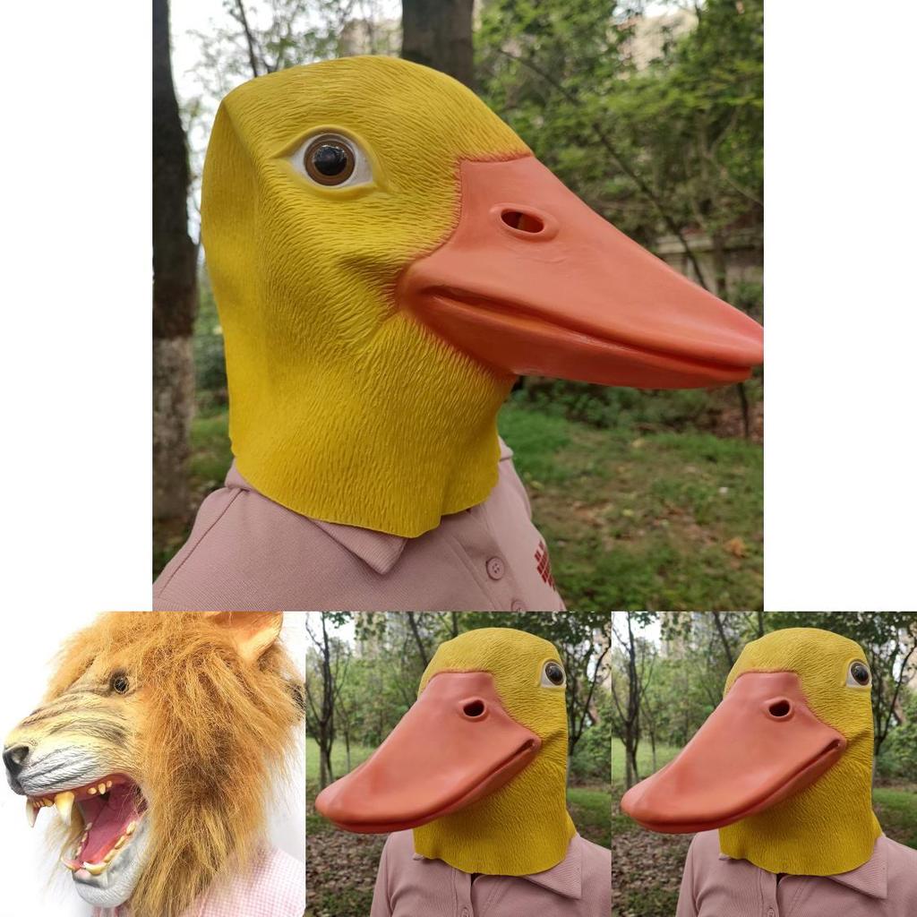 Söt gul ankhuvud och lejonmask latexkostymtillbehör för barnkalas och festliga evenemang