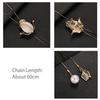 Alloy Sweater Necklace Crystal Tassel Pearl Pendant New Flower Crystal Pendant  for Women