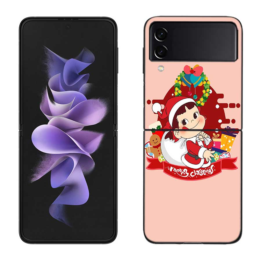 F-Fujiya M-Milky P-Peko C-chan Cartoon Phone Case For Samsung Z Flip 7 6 5G Galaxy Z Flip 5 4 3 Black Hard Cell Cover Luxury PC
