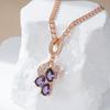 Shiny Purple Natural Zircon Crystal Flower Pendant Necklace For Women Trend  Rose Gold Color Fine Daily Jewelry