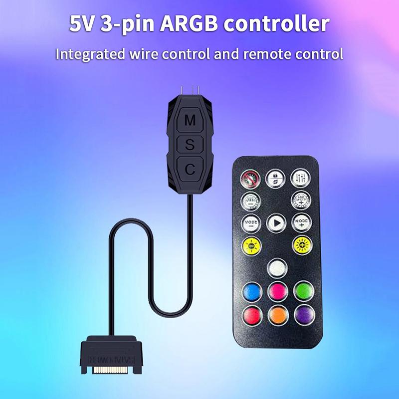 Argb Kontrolcü 5V 3Pin Sata Arayüzü Uzatma Kablosu Işık Kontrolcü Adaptörü PC Fanı CPU Soğutucu Fanı Işık Şeridi Radyatör İçin