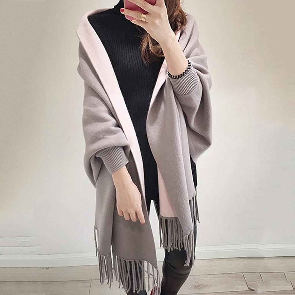 Damemote Solid dusk Skjerf Retro Dobbeltsidig skjerf Langermet sjal