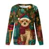 Women's Fashion Casual Long Sleeve Christmas Printed Neck Sweatshirt Top
