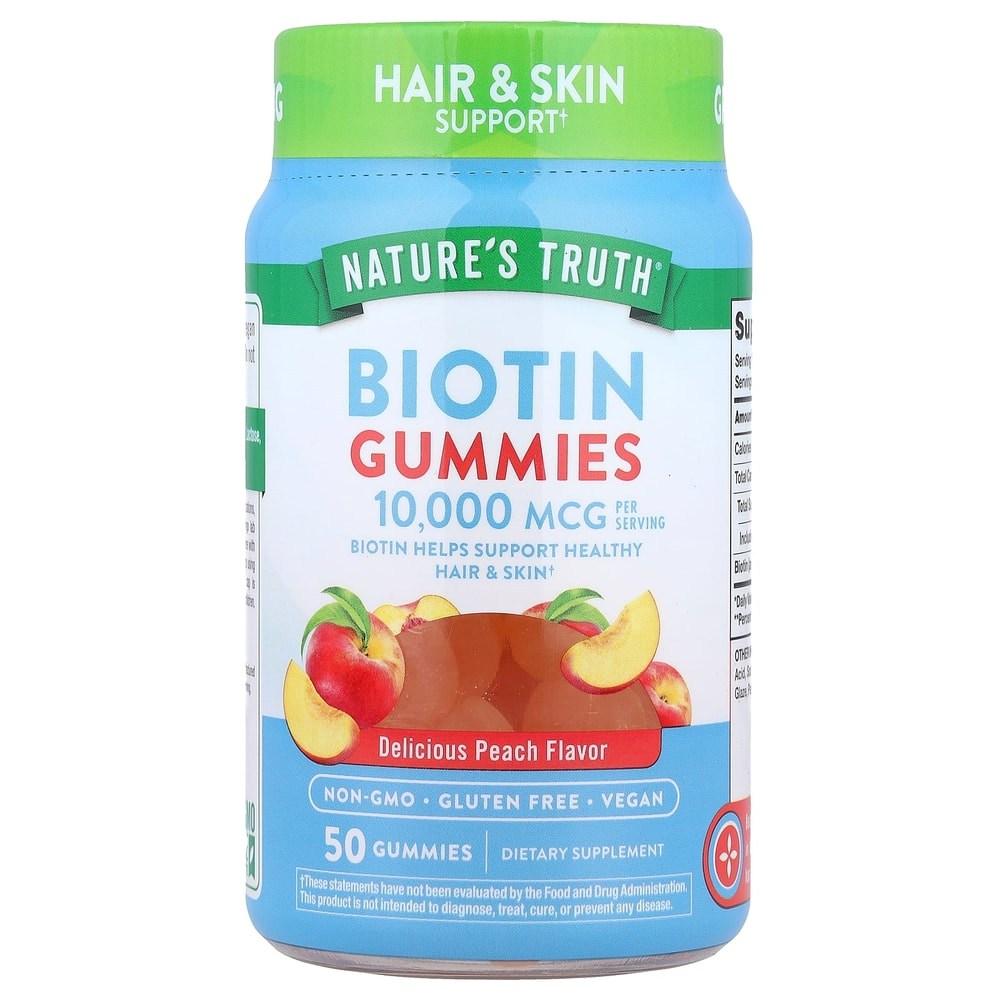 Nature's Roots Biotin 10,000mcg Delicious Peach Flavor Gummies 1 pcs 50 Tablets