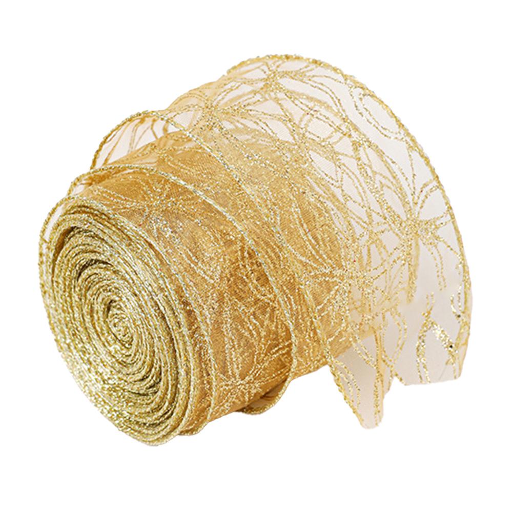 Bezauberndes Glitzerband 2,5 Zoll breit Organza Transparent mit attraktivem goldenem Wirbel für kreative Projekte und Feiern