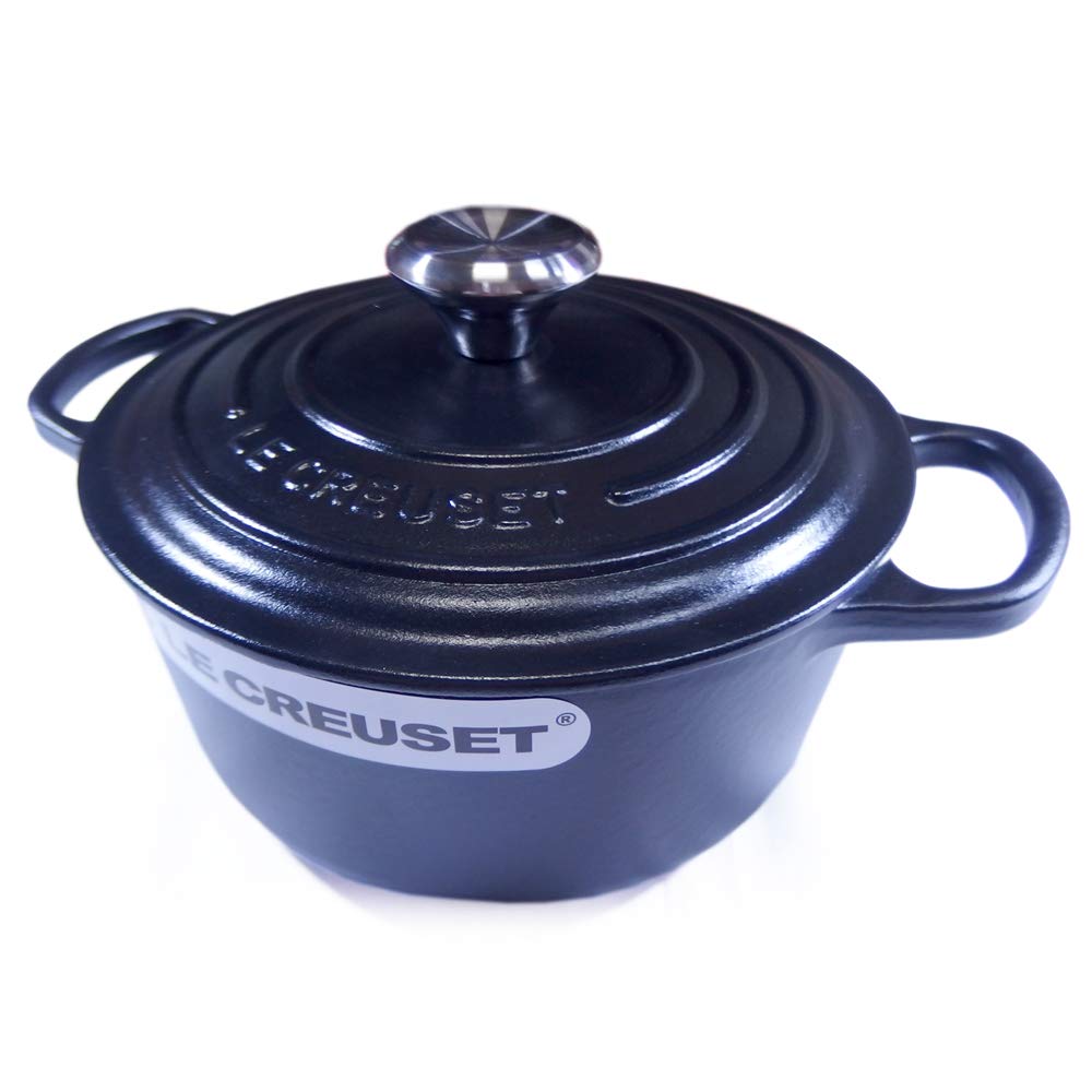 Le Creuset Pot Cocotte Ronde Black 00 Creuset/Le Two-handed 21177-18cm (Silver Knob) [Item]