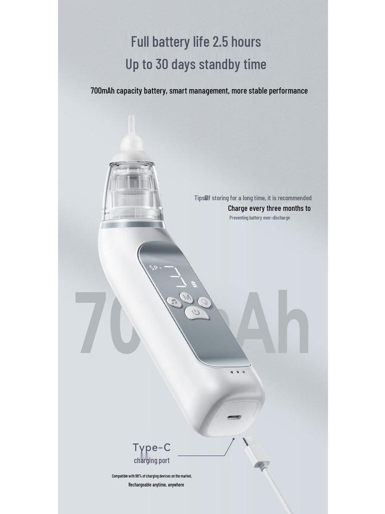 Silicone Electric Baby Nasal Aspirator - Safe Snot and Booger Cleaner