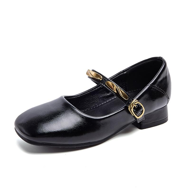 Dziecięce buty księżniczki na wysokim obcasie2026Nowe skórzane buty dziecięce na wiosnę i jesień dla małych dziewczynek, modne buty wizytowe Mary Jane