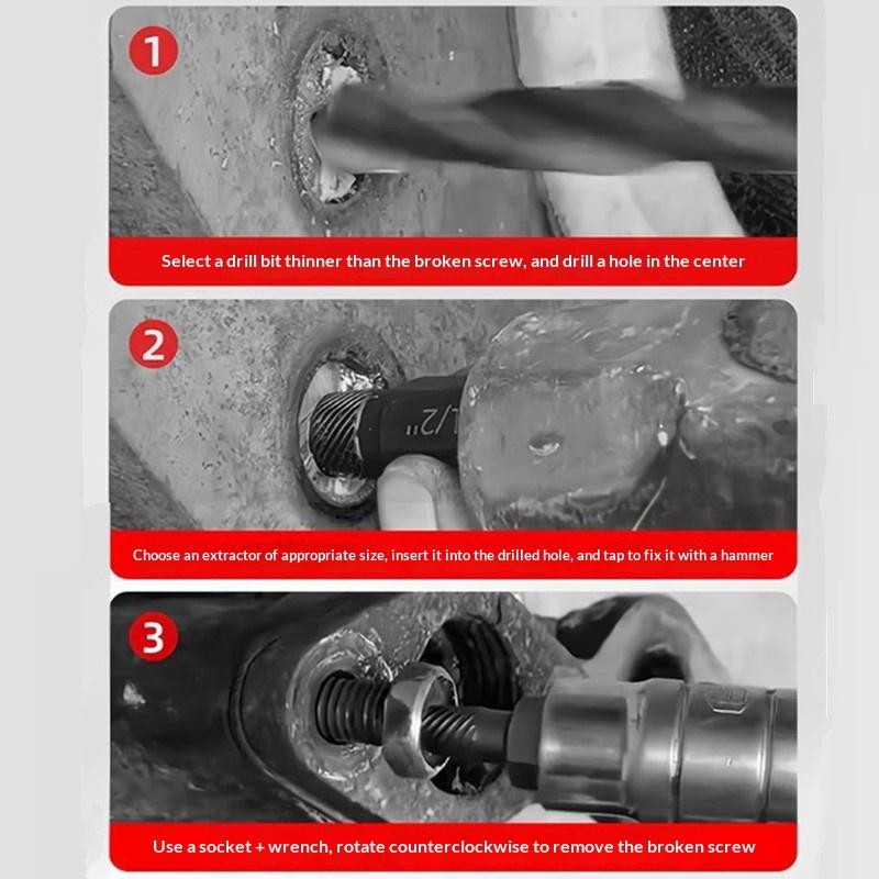 Heavy-Duty Easy Out Screw Extractor Set for High Efficiency and Durability in Removing Damaged Bolts at Home