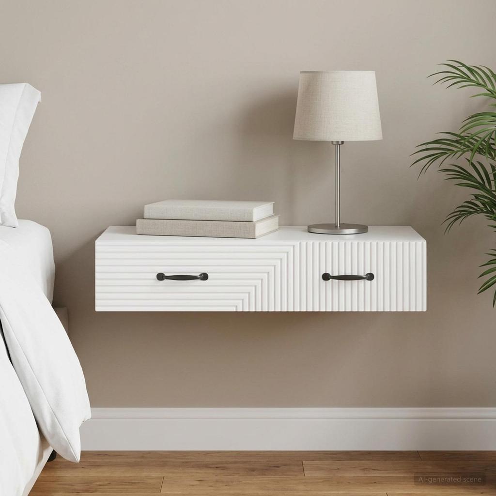 Wall Mounted Side Table High Gloss White 87.5 x 34.5 x 17 cm