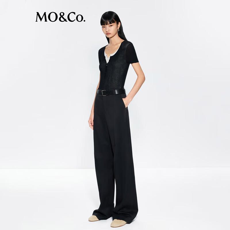 MO&Co. Women's Short Sleeve Slim-Fit Knit Polo Top