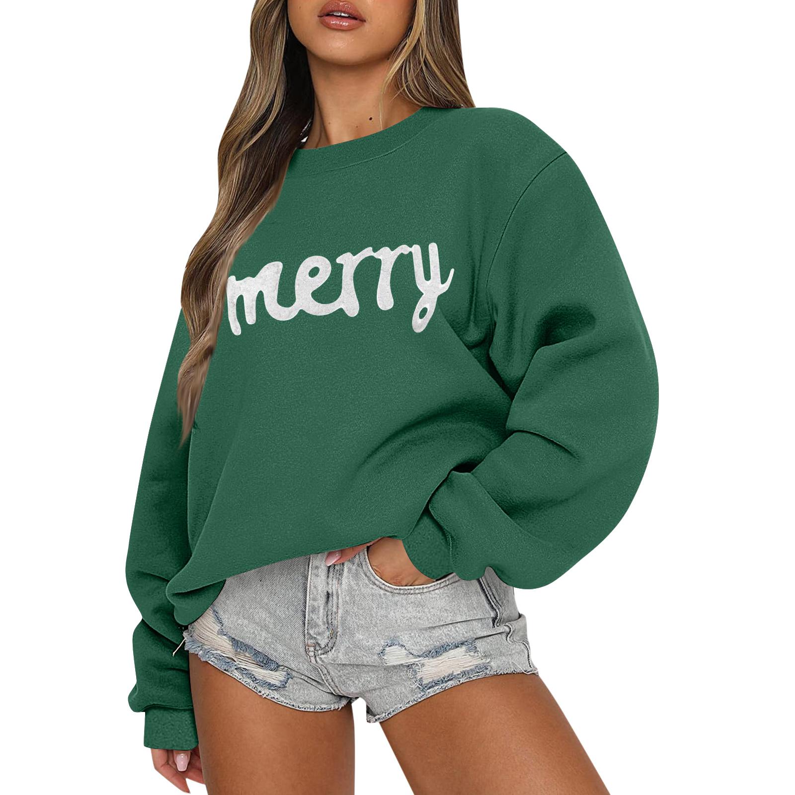 

Women Tops Women s Long Sleeve Sweatshirt Casual Crewneck Loose Fit Pollover Fleece Tops XL