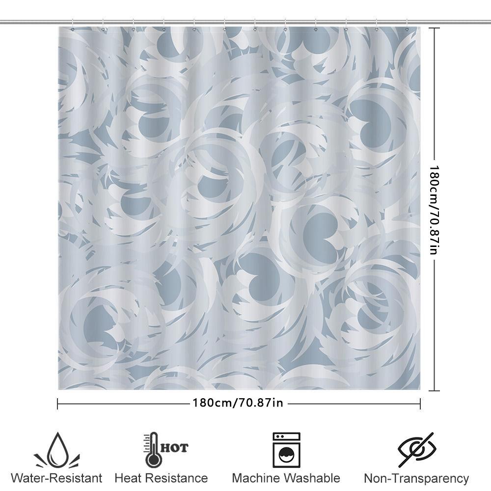 Luxury 3D Printed Shower Curtain Waterproof Machine Washable Decorative Bathing Room Plastic Rod Ring Set for Home Decoration in
