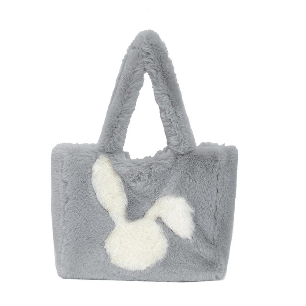 Casual Faux Fur Shoulder Bag Soft Large Capacity Shopper Handbag Rabbit Print Furry Fluffy Fluffy Handbag Women Use