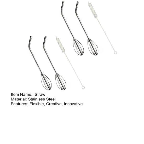 2-in-1 Stainless Steel Straw And Blender Flexible Reusable Whisk Straw for DIY Creative Shapes Kitchen Essential for Coffee Shops Restaurants