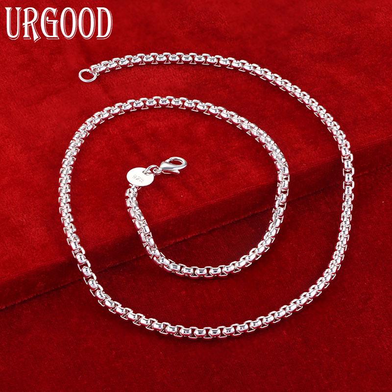 Srebro próby 925 Biżuteria ślubna Naszyjnik 4 mm 16-24 cale