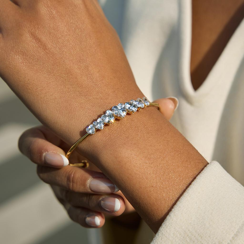 European and American jewelry titanium steel zircon bracelet opening does not fade jewelry stainless steel 18k gold