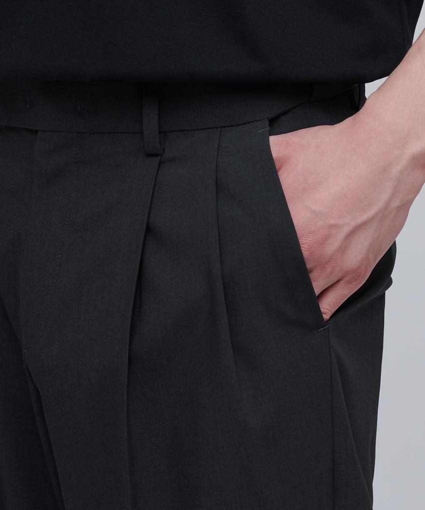 MUSINSA STANDARD [Cooltandard] Real Wide Hidden Banding Slacks [Gray]
