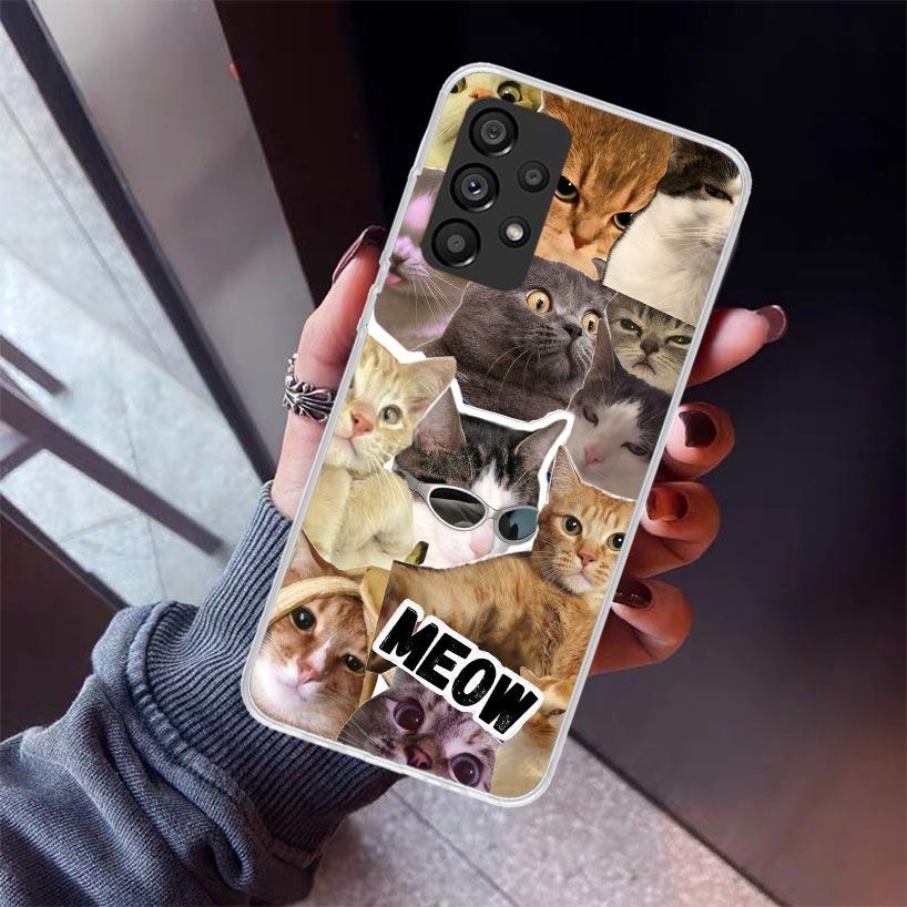 Crying Cat Memes Phone Case For Samsung Galaxy A12 A52S A42 A32 A22 A51 A50 Note 20 Ultra 10 S10 Plus A71 A70 A31 A30 A10S Galax