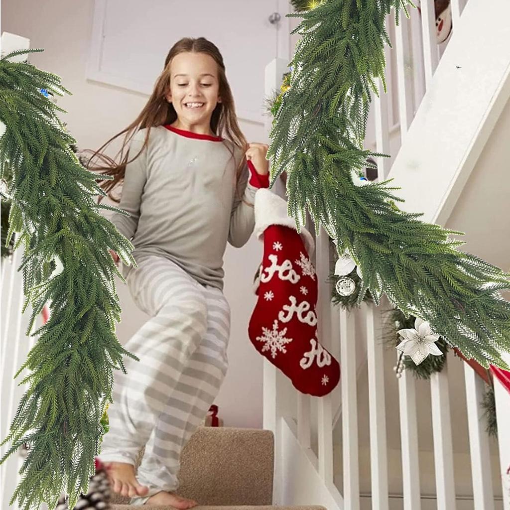 150cm/180cm/270cm Christmas Pine Garland Artificial Faux Pine Christmas Greenery Seasonal Decor Outdoor Christmas Decorations