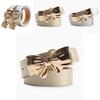 Simple Pu Leather Belt With Metal Bow Knot Closure For Work And Leisure Looks
