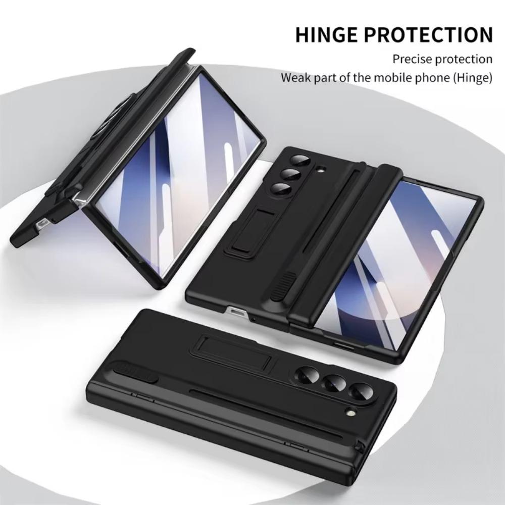 Original Hign Quality Hinge Case For Samsung Galaxy Z Fold 7 6 5 4 3 Touch Pen + Tempered Glass Film Protect Fold Kickstand Case