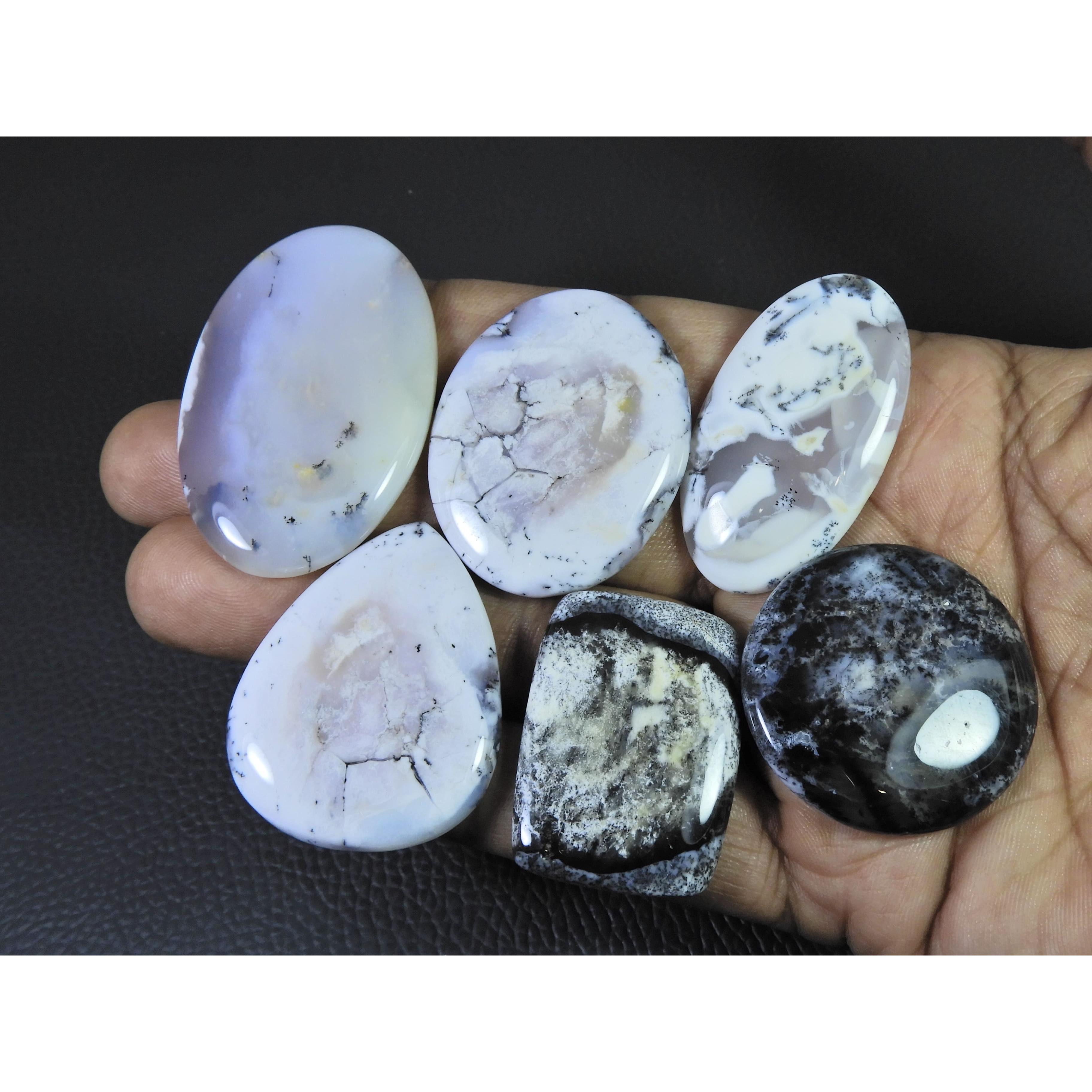 355Cts. Natural Dendrite  Opal Agate Mix Cabochon Loose Gemstone 6Pcs Lot C-2004