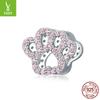 S925 Sterling Silver Cute Pet Paw Print Beads Collection Picture, Trendy Fashion Animal Diy Jewelry Accessories
