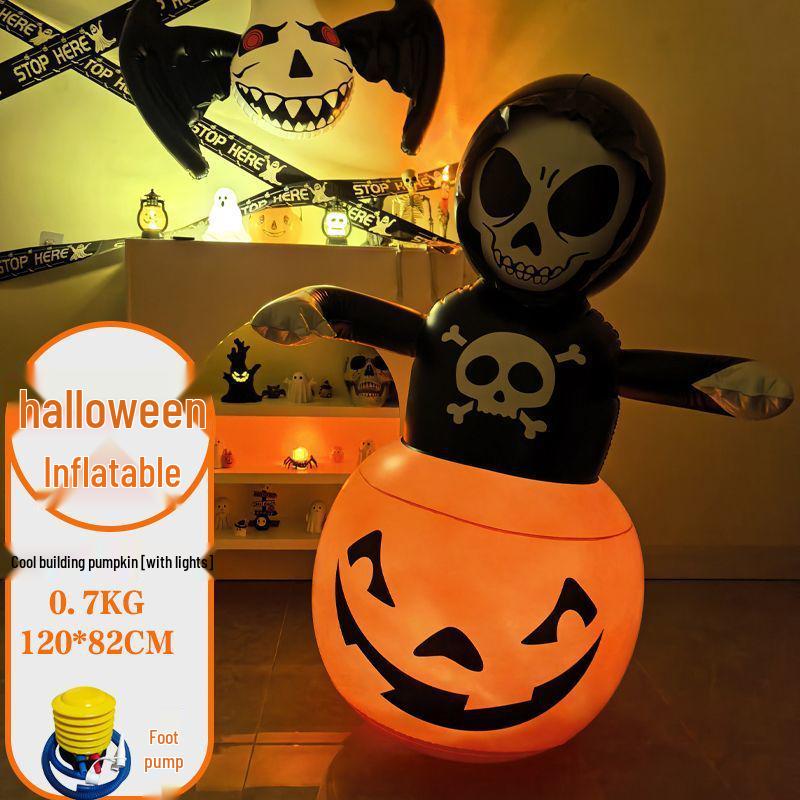 Halloween Inflatable Pumpkin Ghost Lantern Decoration Ornaments Costume Headwear
