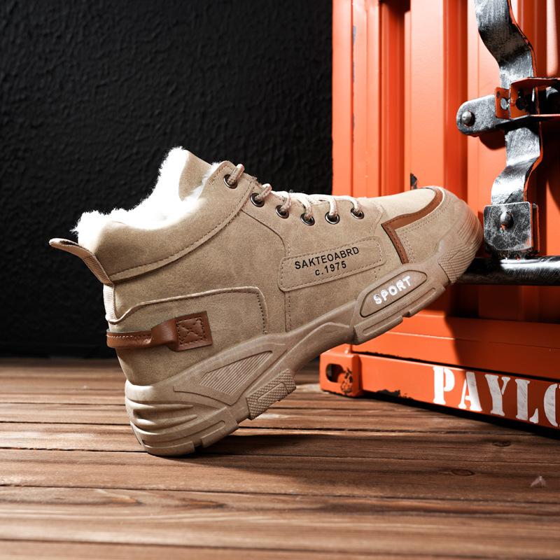 High-top Cotton Shoes Men's Autumn and Winter New Casual Shoes Fleece Warm Non-slip Wear-resistant Martin Boots Men's Snow Boots