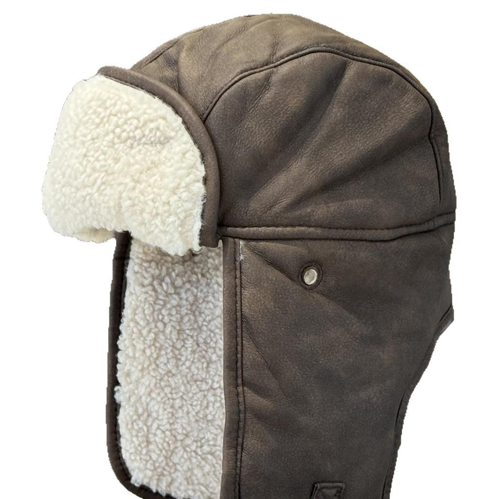 Lei Feng hat fashion men winter thickened pilot cycling ear protection PU leather women warm waterproof lamb wool tide