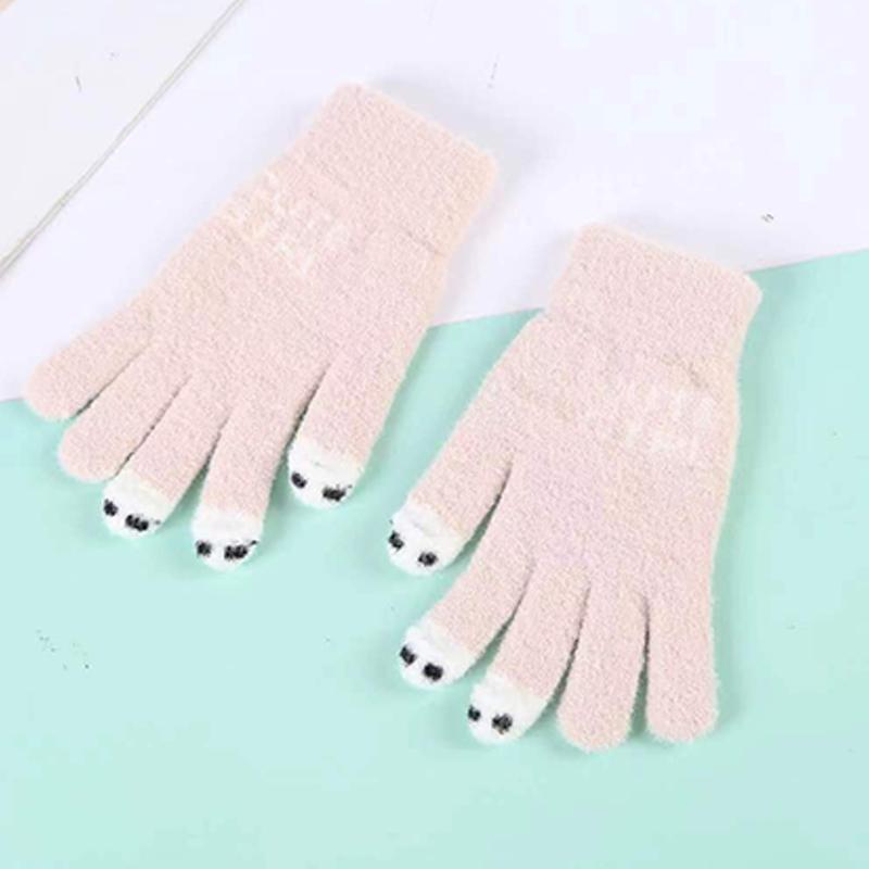 Fashionable Women S Gloves Cute Yarn Knitted Versatile Cartoon Gloves
