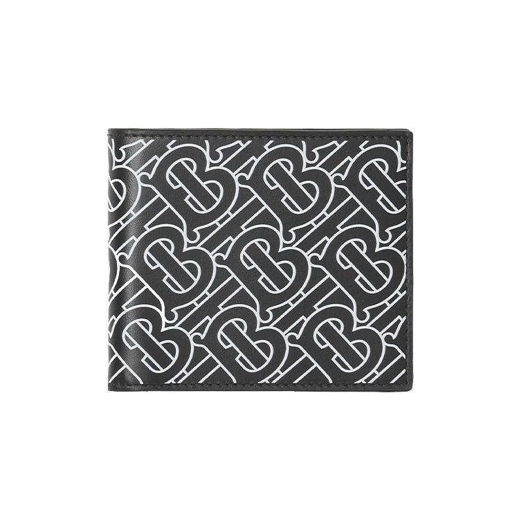Burberry Exclusive Logo Print Double Fold Leather Wallet Men wallet Black 80492031 Shopping Bag Set(Basic Set+Shopping Bag)