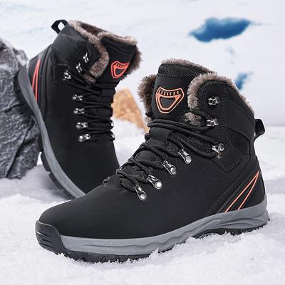 Winter Plüsch Warm Herren Wanderschuhe Kletterschuhe Leder Herren Schneestiefel Outdoor Wasserdicht Rutschfest Arbeit Casual Baumwollschuhe Größe 48