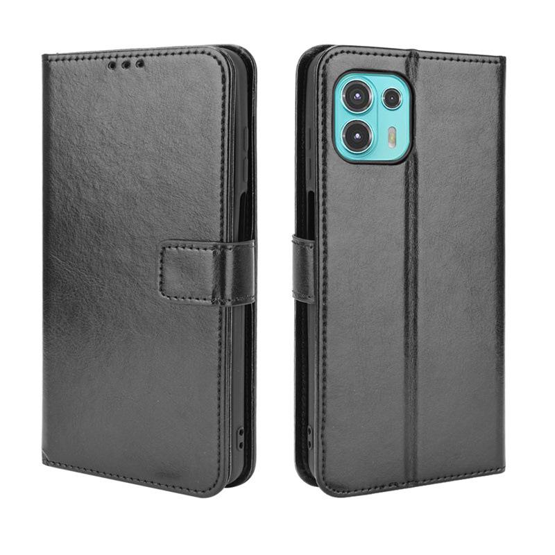 Skórzane etui z klapką i miejscem na karty oraz smyczą do Motorola Edge 20 Lite