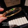 Ancient Gold Chiseled Copper Coin Gemstone Bracelet, New Chinese Style, Plated With 18K Gold, Iris Zircon Bracelet, Qiankun Circle.