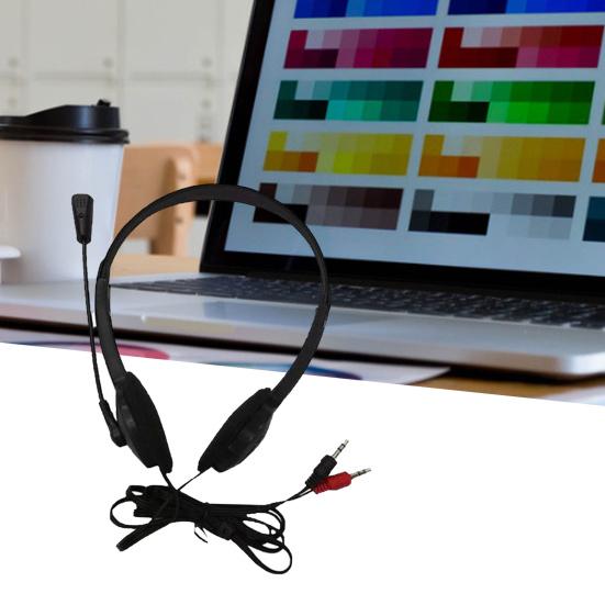 Wired Headphone Universal Plastic 3.5mm Over-ear with Mic Stereo Headset for Home