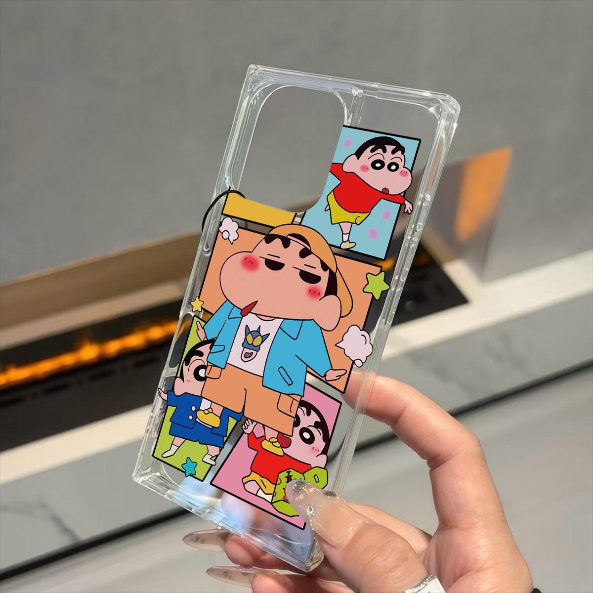 

Clear Square Back Tube Case Protection For iPhone 14 Pro Max 15 Plus 12 13 11 16 ProMax Anti-Oxygen,Fragment Crayon Shin Chan Pattern Casing iphone 11 ProMax