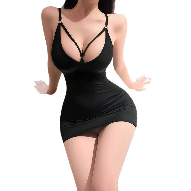 Ye Yu sexy sexy nightdress imperial sister deep V teasing suspender skirt passion pajamas sex fun flirting mom skirt 