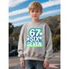 Unisex Kids Crewneck Sweatshirt, Gradient Neon Star 67 Print Long Sleeve Pullover, Boys Girls Casual Birthday Sweatshirt For Kids Over 4 Years Old