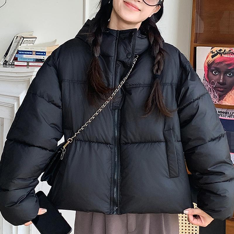 

Модные зимние короткие парки для женщин, верхняя одежда с капюшоном, толстые теплые, новые пальто, женские куртки XL чёрный