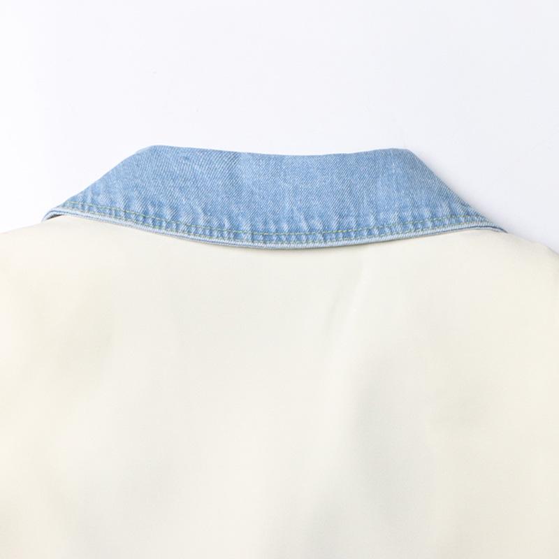 Ležérní džínová patchwork bunda v japonsko-korejském stylu - Jarní kolekce 2026 Dámská