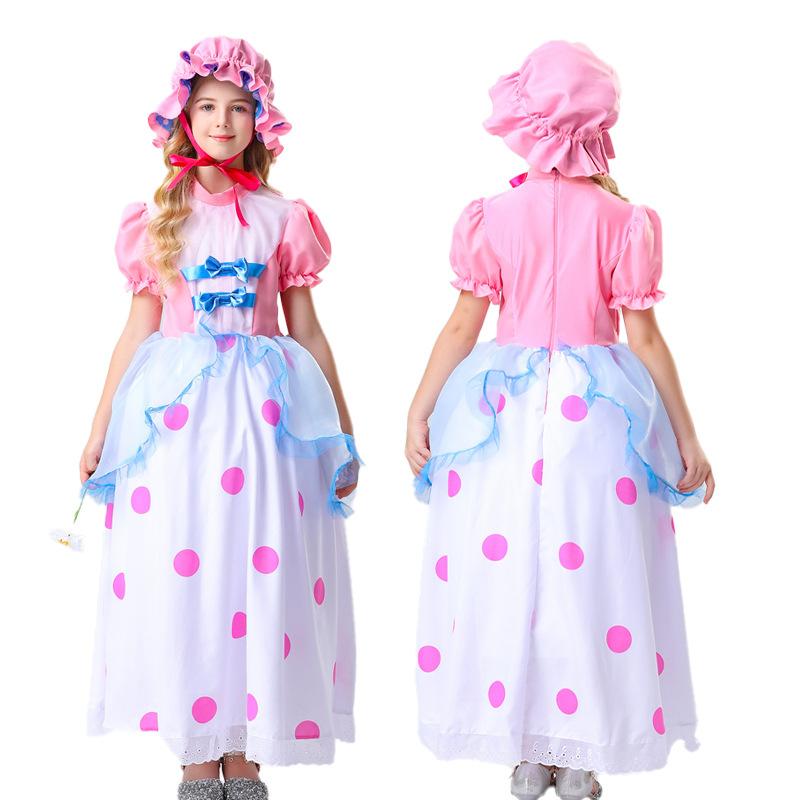 Halloween Children Adult Shepherdess Toy Story Cosplay Suit Pink Polka Dot Dress