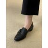 Coarse Heel Retro-style Women's New Trendy All-purpose Slip-on Leather Shoes
