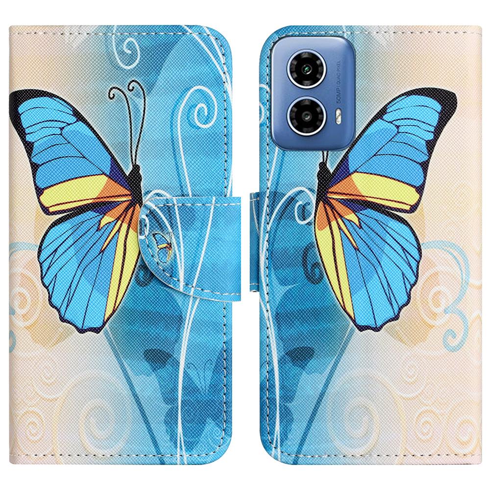 

For Motorola Moto G35 5G Case Cross Texture Leather Phone Cover Pattern Printing Butterfly